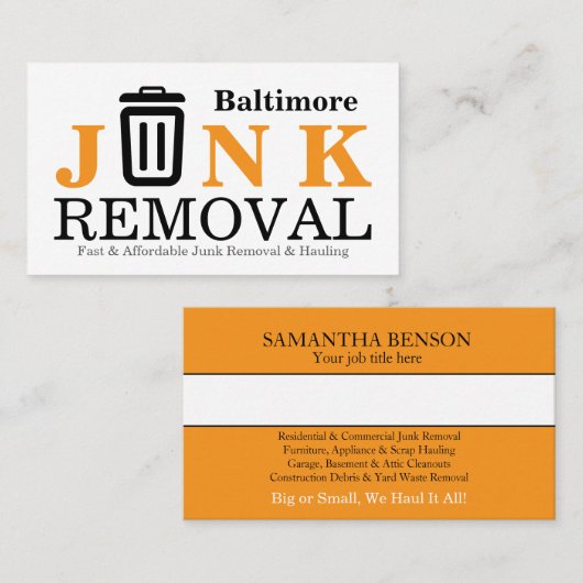 Junk Removal & Hauling 名刺 (正面/裏面)