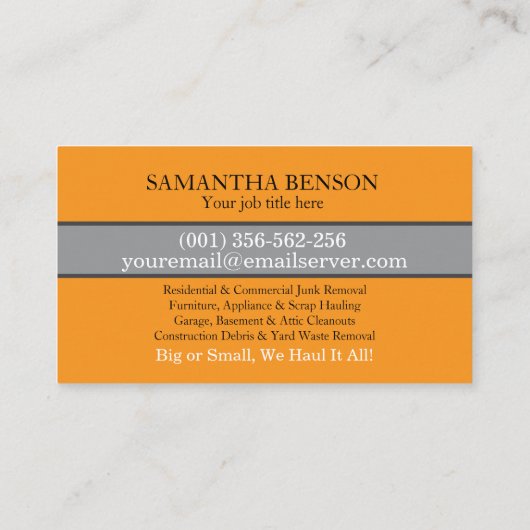 Junk Removal & Hauling 名刺 (裏面)