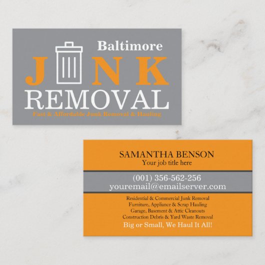 Junk Removal & Hauling 名刺 (正面/裏面)