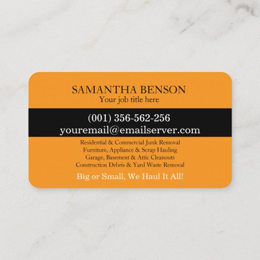 Junk Removal & Hauling 名刺 (裏面)