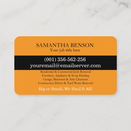 Junk Removal & Hauling 名刺 (裏面)