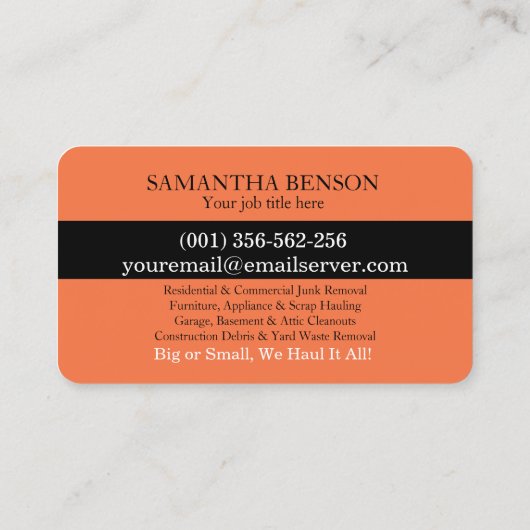 Junk Removal & Hauling 名刺 (裏面)