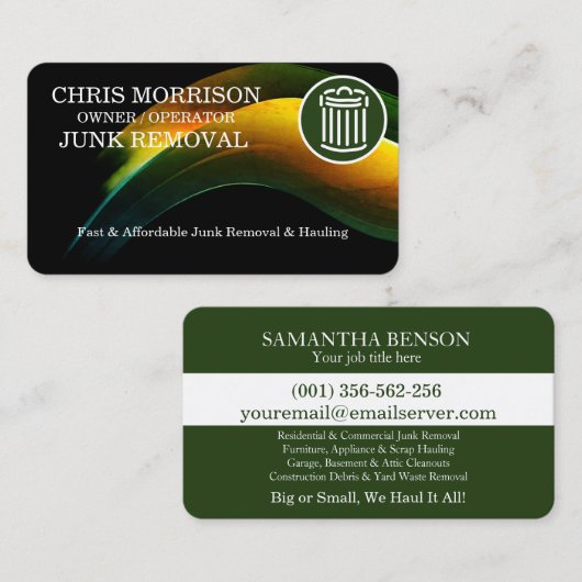 Junk Removal & Hauling 名刺 (正面/裏面)
