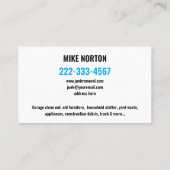 Junk Removal & Hauling Business TRASH BIN BLUE 名刺 (裏面)