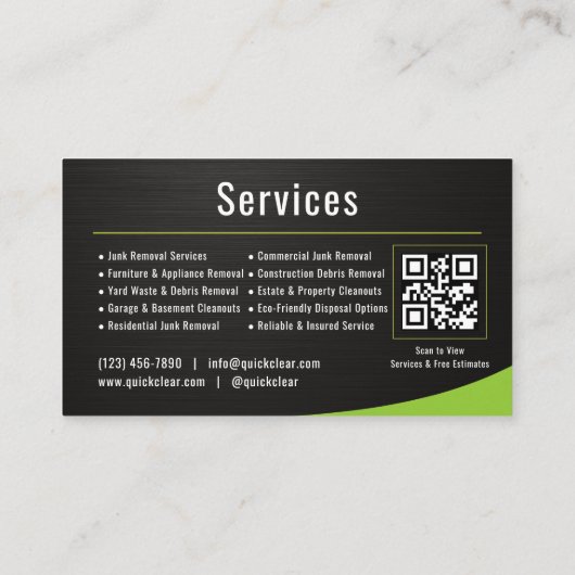 Junk Removal QR Code Metallic 名刺 (裏面)