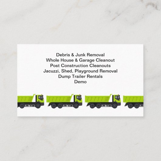 Junk Removal Trash Hauling Theme 名刺 (裏面)