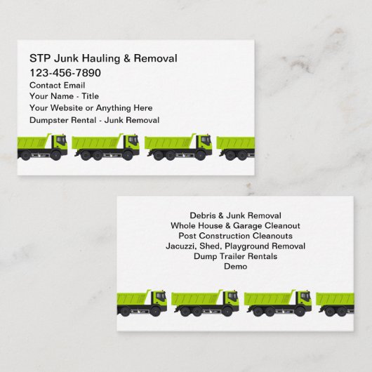 Junk Removal Trash Hauling Theme 名刺 (正面/裏面)