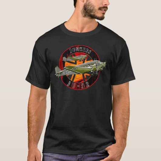 Junkers JU-52ルフトワッフェヴィンテージ機 Tシャツ (正面)