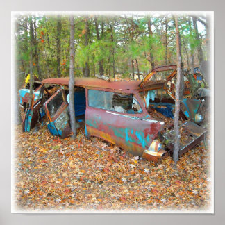 Junkyard Dreams 57 Chevy Nomad Rusting ポスター