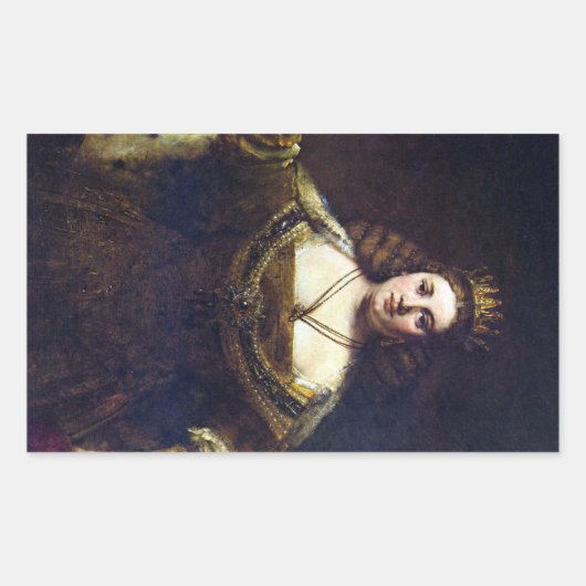 Juno by Rembrandt Harmenszoon van Rijn 長方形シール (正面)