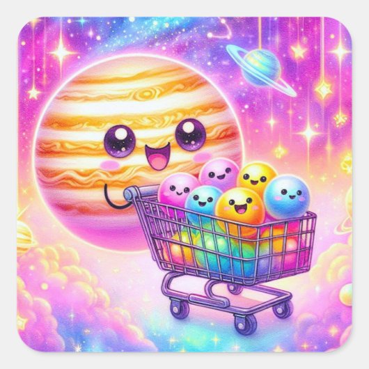 Jupiter and Its Moons Stickers スクエアシール (正面)
