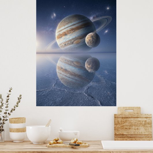 Jupiter Reflection Space Art ポスター (キッチン)