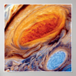 Jupiter's Great Red Spot - NASA Voyager Photo ポスター<br><div class="desc">The red spot of Jupiter shown in closeup detail,  with swirling orange and blues that resemble a tie dye psychedelic Van Gogh painting.</div>