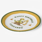 Jurassic Construction Zone Boy Birthday ペーパープレート (アングル)