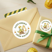 Jurassic Construction Zone Boy Birthday ラウンドシール