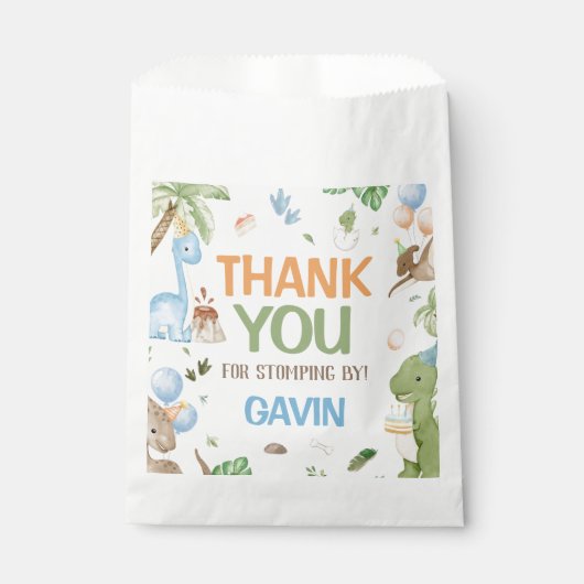 Jurassic Cute Dinosaur Birthday Party フェイバーバッグ (正面)