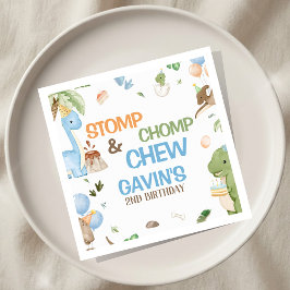 Jurassic Cute Dinosaur Birthday Party Paper Napkin スタンダードランチョンナプキン