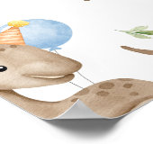 Jurassic Cute Dinosaur Birthday Party Welcome Sign ポスター (角)