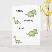 Jurassic green dinosaur birthday card editable カード (黄色い花)
