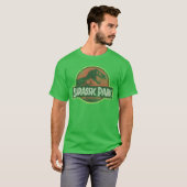 Jurassic Park Classic Retro Red Distressed Logo di Tシャツ (正面フル)