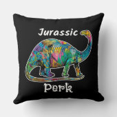 Jurassic Perk Colorful Dinosaur Black クッション (裏面)