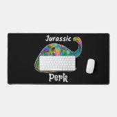 Jurassic Perk Colorful Dinosaur Black デスクマット (キーボード&マウス)