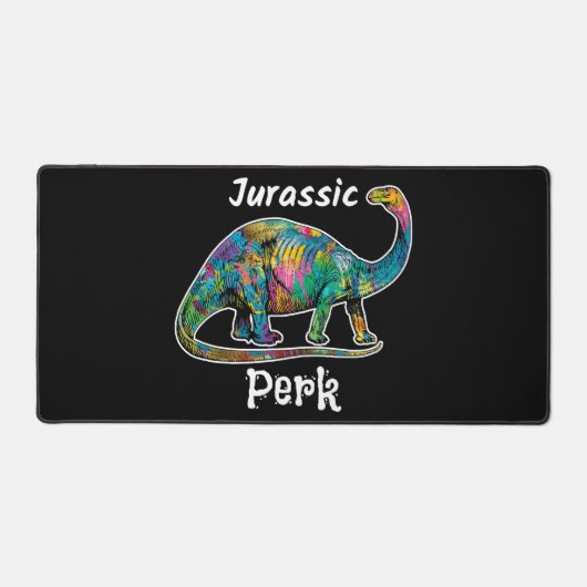 Jurassic Perk Colorful Dinosaur Black デスクマット (正面)