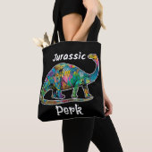 Jurassic Perk Colorful Dinosaur Black トートバッグ (クローズアップ)