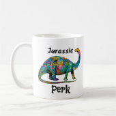 Jurassic Perk Colorful Dinosaur White コーヒーマグカップ (左)