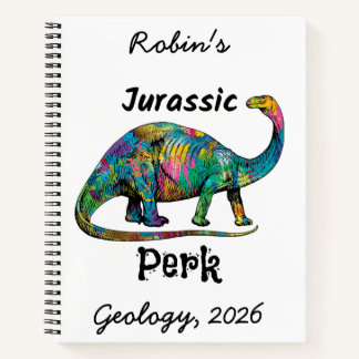 Jurassic Perk Colorful Dinosaur White ノートブック