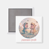 Jurassic Pork Cute Pig Dinosaur Costume マグネット (正面/裏面)