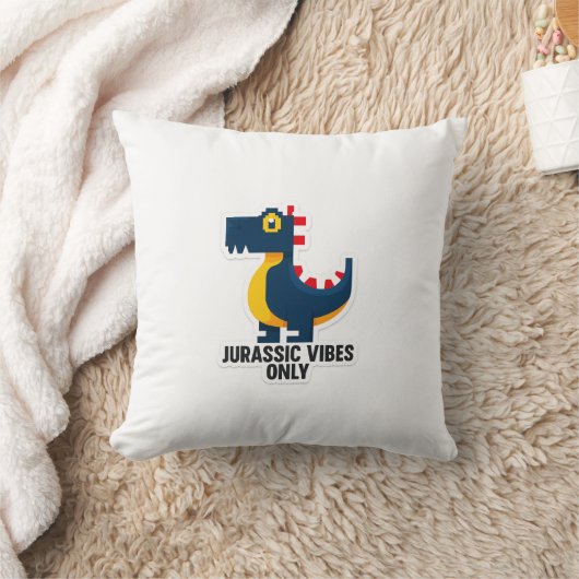 🦖 Jurassic Vibes Only – Dino Throw Pillow 🛋️✨ クッション (ブランケット)
