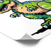 Juric Level Up Pixel Dinosaur Retro Gamer  ポスター (角)