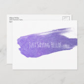 Justことわざハローと紫のブ絵を描ラストローク ポストカード (正面/裏面)
