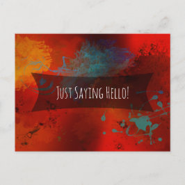 「JustことわざHello」赤抽象芸術デジタルアートノート ポストカード