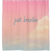 JUST呼吸ライフ引用文ピンクスカイ雲 シャワーカーテン (正面)