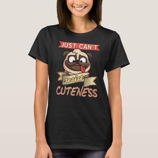 Just抵抗できない可愛らしさレトロPug Dog Present Tシャツ (正面)