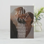 Just エレガント モダン Love Script Photo 結婚's 招待状 (スタンド正面)