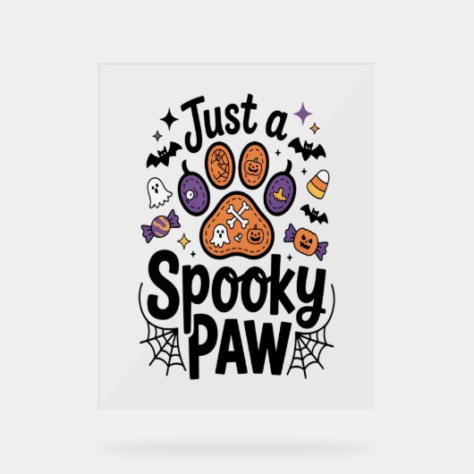 Just 不気味 Paw PNG, Dog Halloween アクリルサイン (正面)