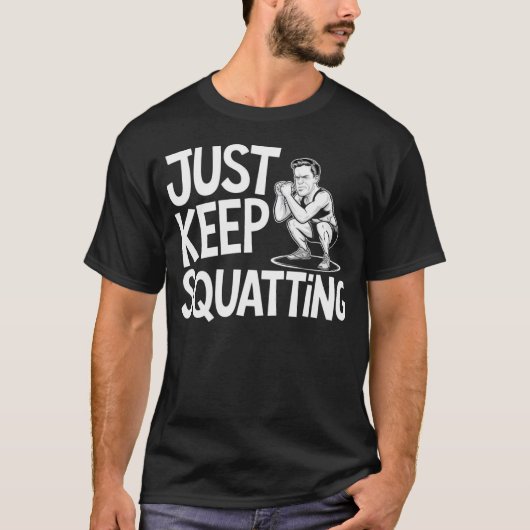 Just 保 Squatting – グラフィックジムTシャツ Tシャツ (正面)