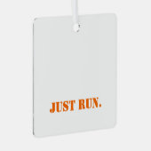 JUST 走 Sports CheckパターンOrangeトラックおもしろい メタルオーナメント (正面右)