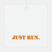 JUST 走 Sports CheckパターンOrangeトラックおもしろい メタルオーナメント (正面)