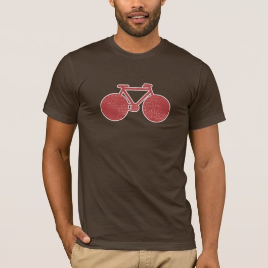 Just aシンプル Aged Graphic Red Bike on Brown Tシャツ (正面)