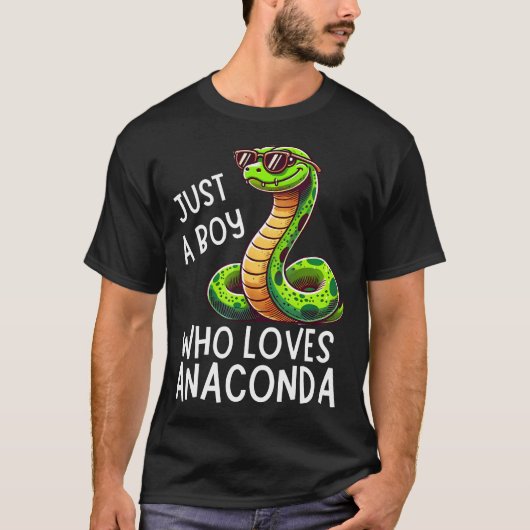 Just A Boy Who Loves Anaconda Cool Snake Lover Des Tシャツ (正面)