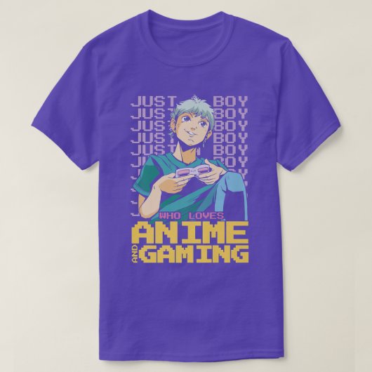 Just A Boy Who Loves Anime And Gaming Gamer Premiu Tシャツ (デザイン正面)
