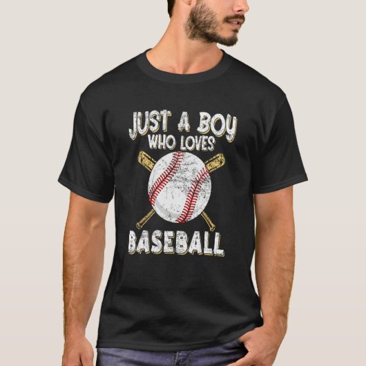 Just a Boy who loves Baseball Pitcher Pitch Catche Tシャツ (正面)