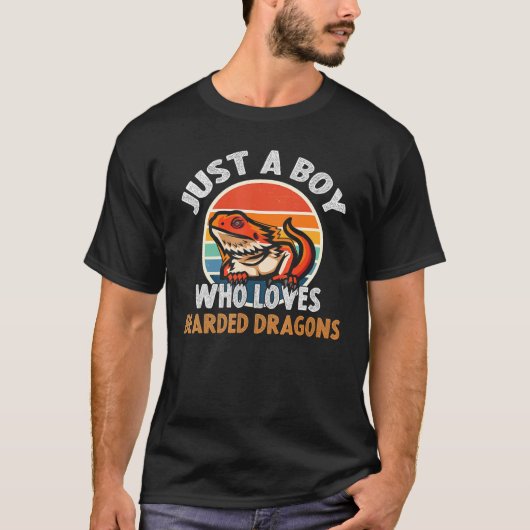 Just A Boy Who Loves Bearded Dragon Lizard Reptil Tシャツ (正面)