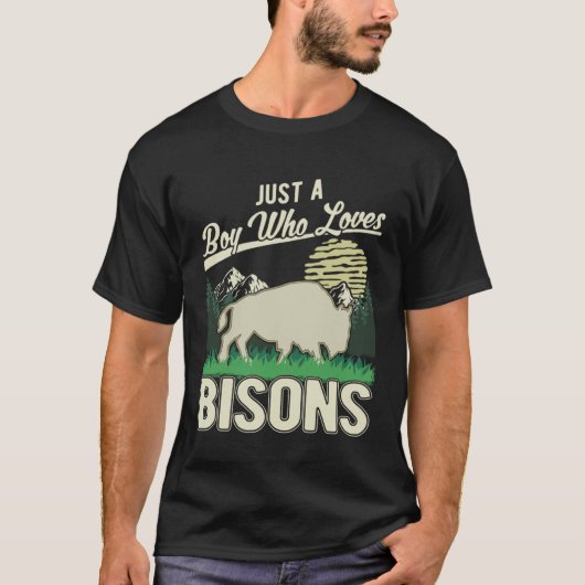 Just a boy who loves Bisons Water Buffalo Boy Buff Tシャツ (正面)