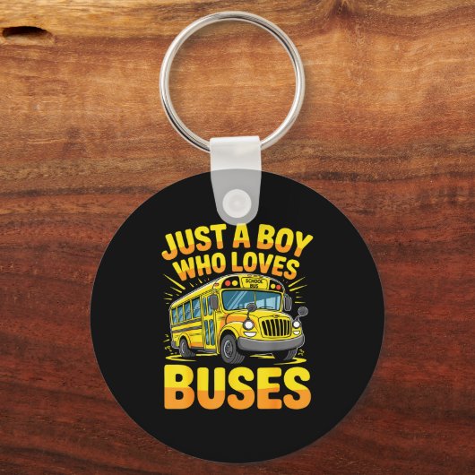 Just A Boy Who Loves Buses School Bus  キーホルダー (正面)