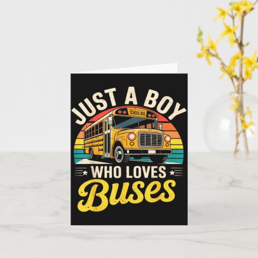 Just A Boy Who Loves Buses School Bus Driver Costu カード (黄色い花)